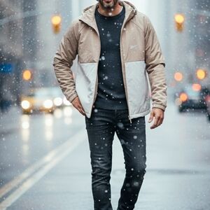 Reebok Men's Beige and White Windbreaker